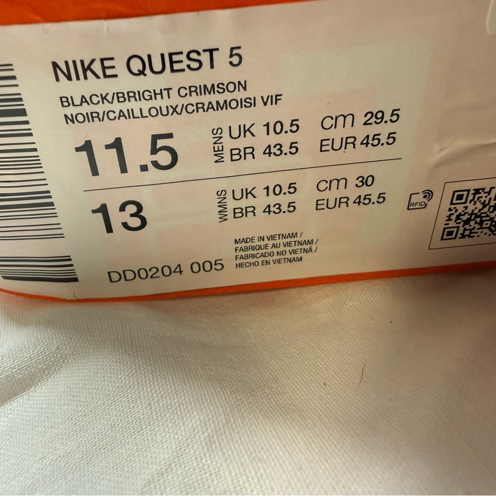 Nike quest 5 Black/crimson Shoes mens size 11.5 - Picture 10 of 10